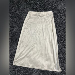 Cream satin skirt with split on the left